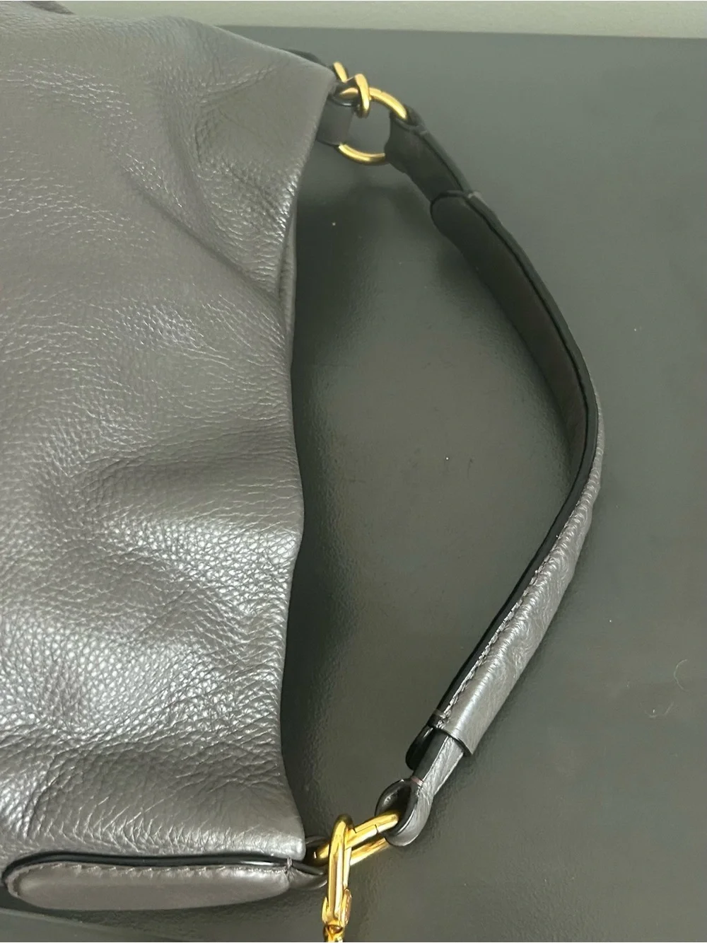 Marc by Marc Jacobs Dark Gray Pebbled Leather Hobo Shoulder Crossbody Bag